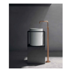 CORE 46 Lavabo da appoggio cm Ø37 + Struttura sottolavabo cm 46 x 46 in acciaio nero opaco