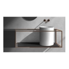 CORE 46 Lavabo da appoggio cm Ø37 + Struttura sottolavabo cm 111 x 46 in acciaio + Mensola in ceramica