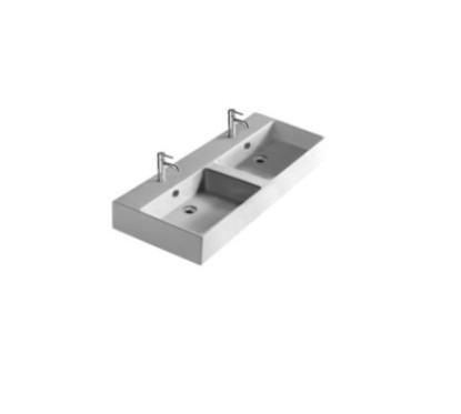 MEG PRO Lavabo sospeso doppio bacino cm 121 x 46 finitura bianco mat