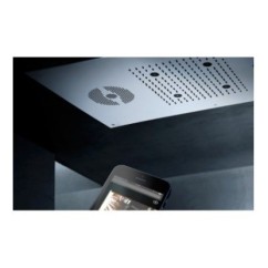 Soffione cromoterapia da incasso in acciaio inox 700x400 mm per interruttore ON/OFF