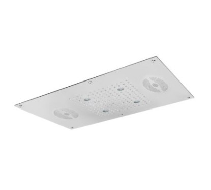Soffione cromoterapia da incasso in acciaio inox 700x400 mm per interruttore ON/OFF