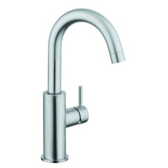 DYLAN Miscelatore lavabo inox 316L, leva laterale, bocca girevole finitura pvd rame
