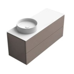 TABULAE mobile bagno sospeso cm.121x46 con lavabo a sx finitura sabbia opaco / bianco
