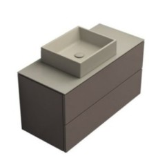 TABULAE mobile bagno sospeso cm.101x46 con lavabo finitura fango opaco / sabbia opaco