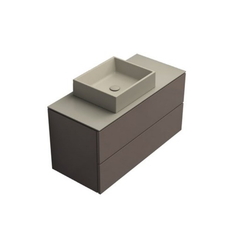 TABULAE mobile bagno sospeso cm.101x46 con lavabo finitura fango opaco / sabbia opaco