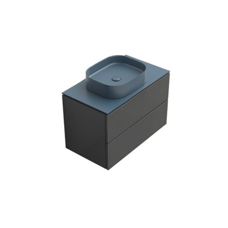 TABULAE mobile bagno sospeso cm.81x46 con lavabo finitura nero opaco / ottanio