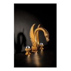 CRYSTAL Batteria lavabo scarico 1”1/4 maniglia swarovski finitura oro lucido