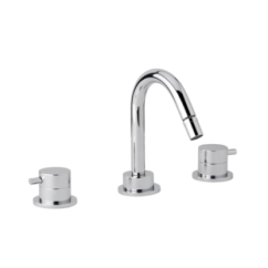 TONDì Batteria bidet tre fori con scarico click clack finitura cromo