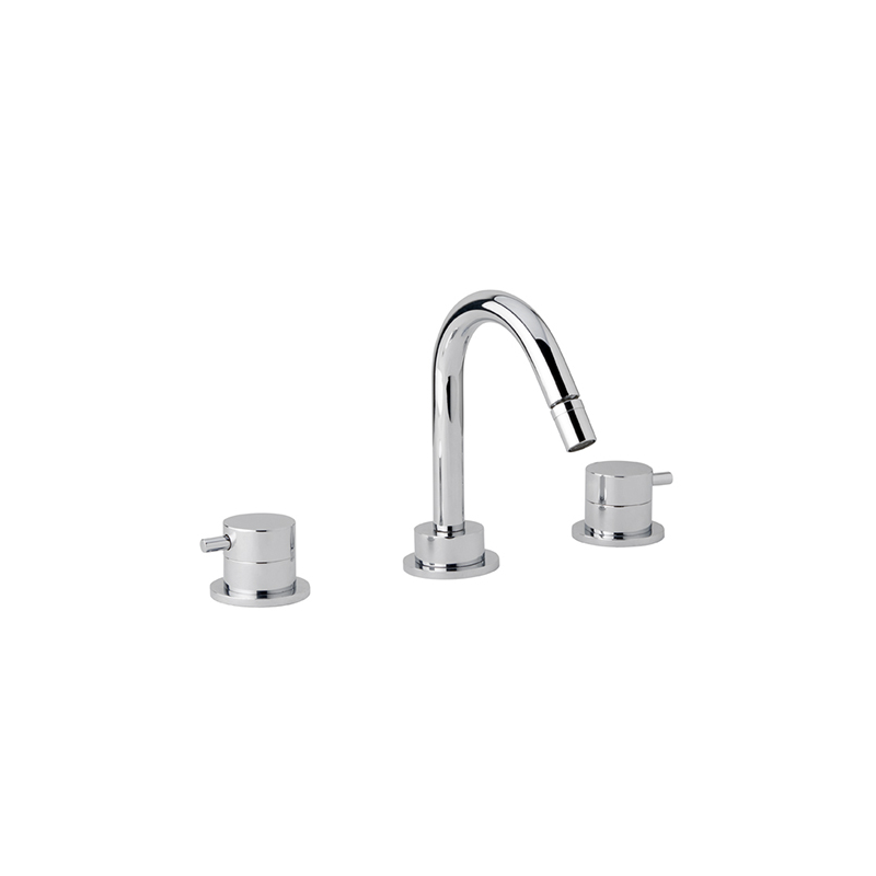 TONDì Batteria bidet tre fori con scarico click clack finitura cromo