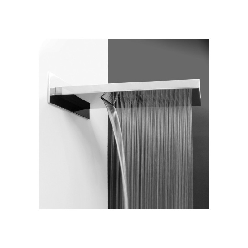 STRONG Soffione mensola a pioggia+cascata 550x280xh32 in acciaio inox finitura super mirror