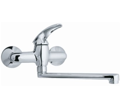 SMART monocomando lavello a muro con canna piatta cm.20 finitura cromo