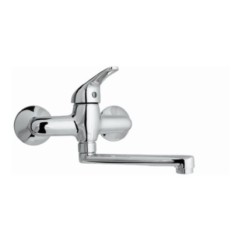 CIAO monocomando lavello a muro con canna piatta cm.20 finitura cromo