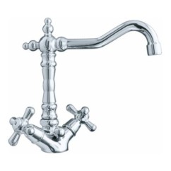 MAYA monoforo lavabo decò con scarico finitura cromo