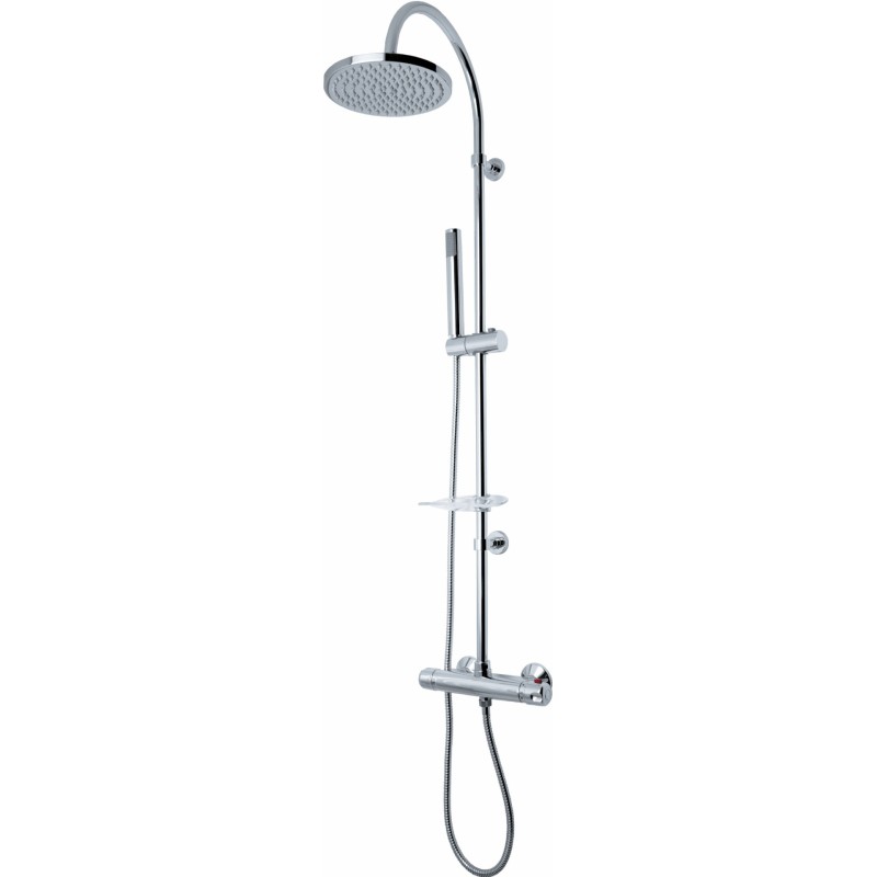 THERMO colonna doccia con termostatico e soffione in acciaio inox finitura cromo