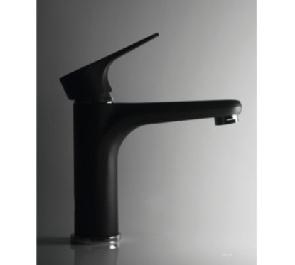 FLY monocomando lavabo senza scarico finitura nero opaco + cromo
