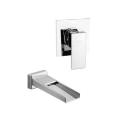 SLIM gruppo lavabo a parete bocca a cascata finitura oro rosa