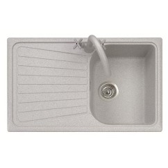 SPAZIO 79.10 Lavello cucina ad una vasca più scolapiatti finitura micro ultragranit 98 bianco