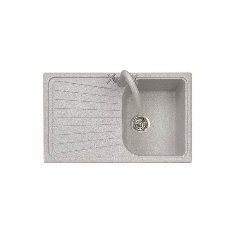 SPAZIO 79.10 Lavello cucina ad una vasca più scolapiatti finitura micro ultragranit 98 bianco