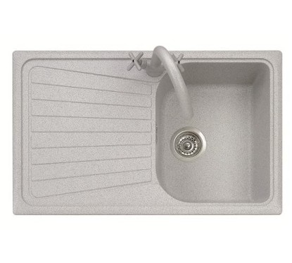 SPAZIO 79.10 Lavello cucina ad una vasca più scolapiatti finitura micro ultragranit 98 bianco