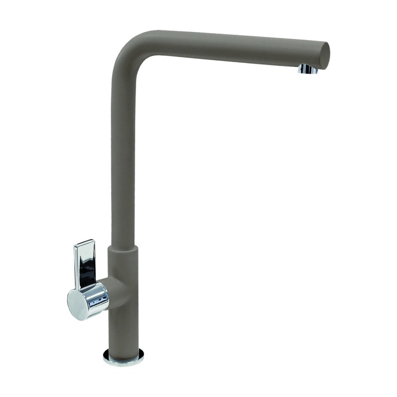 VENMIXL miscelatore monocomando con canna tonda a L finitura nanostone deep black/cromo