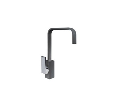 FLATMIX miscelatore monocomando quadrato con canna rettangolare finitura microultragranit tartufo/cromo