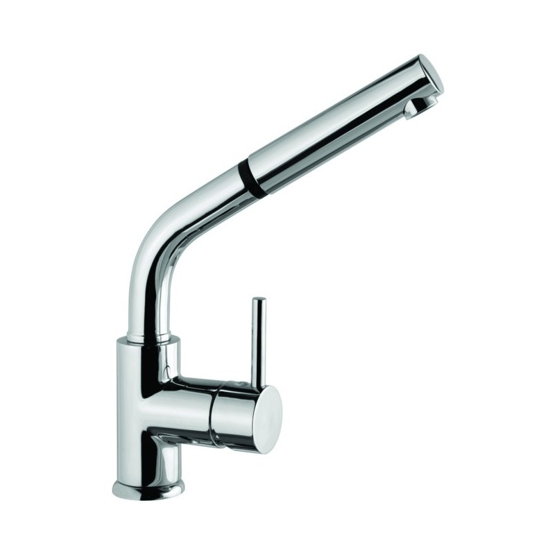 VENMIXEXT miscelatore monocomando con doccia estraibile finitura cromo/microultragranit 98 bianco