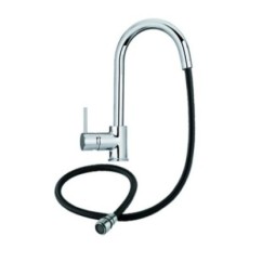 PUNTOBPEX miscelatore monocomando canna a ponte e bocchetta estraibile finitura microultragranit bianco