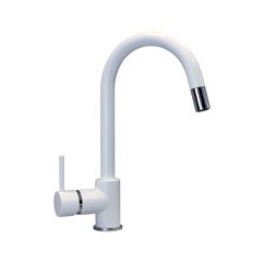 PUNTOBPEX miscelatore monocomando canna a ponte e bocchetta estraibile finitura microultragranit bianco