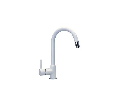 PUNTOBPEX miscelatore monocomando canna a ponte e bocchetta estraibile finitura microultragranit bianco