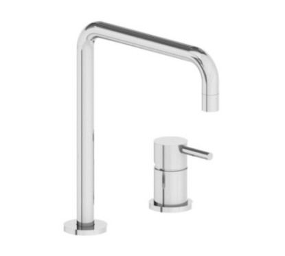 MINIMAL miscelatore lavello in acciaio inox canna alta girevole finitura satinato