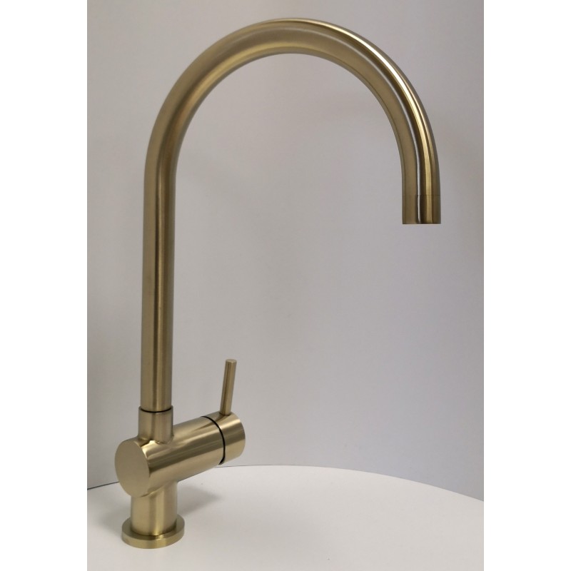PE miscelatore lavello in acciaio inox canna girevole finitura dorato