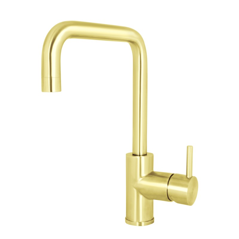 LINEAR miscelatore lavello in acciaio inox canna girevole finitura champagne