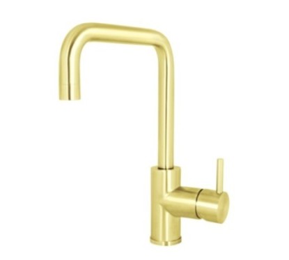 LINEAR miscelatore lavello in acciaio inox canna girevole finitura champagne