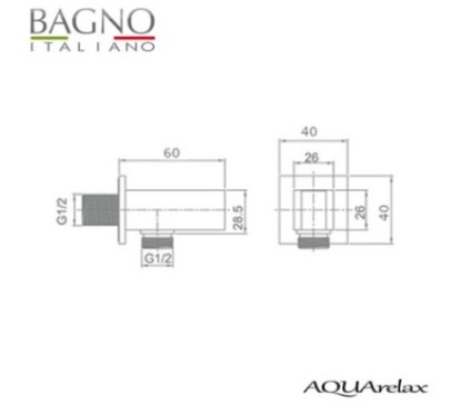 presa acqua duplex quadra AQUArelax, in ottone cromato