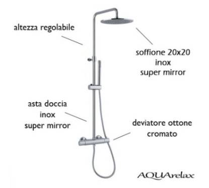 Set colonna doccia saliscendi marca AQUArelax modello Isla R m-mix.
