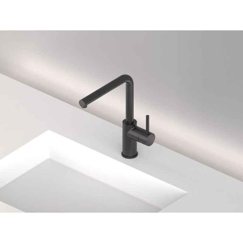 MICRON monocomando lavello cucina con doccetta estraibile  finitura nero opaco