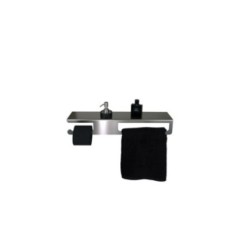 EDEN  mensola portasalviette con dosatore nero e portarotolo L. 61 cm