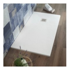 AQUArelax piatto doccia SLIM marmoresina rettangolare 80x100 cm bianco effetto pietra h 2,7cm