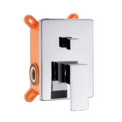 AQUARELAX miscelatore CUBE rubinetto bagno doccia incasso 2 vie monoleva monocomando cromo quadrato due uscite