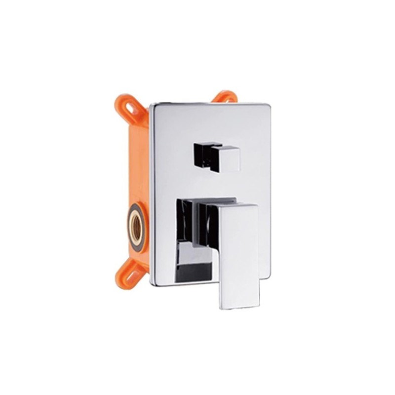 AQUARELAX miscelatore CUBE rubinetto bagno doccia incasso 2 vie monoleva monocomando cromo quadrato due uscite