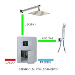 AQUARELAX miscelatore CUBE rubinetto bagno doccia incasso 2 vie monoleva monocomando cromo quadrato due uscite