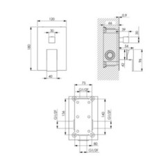 AQUARELAX miscelatore CUBE rubinetto bagno doccia incasso 2 vie monoleva monocomando cromo quadrato due uscite