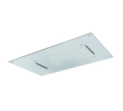 Soffione da incasso a controsoffitto 700x400mm pioggia/doppia cascata/neb in finitura nero opaco