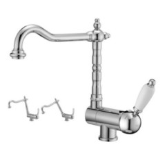 Monocomando lavello sottofinestra finitura bronzato con leva bianca