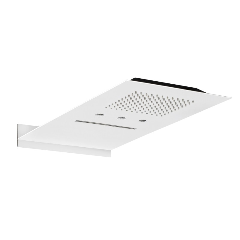Minimal Soffione a parete in acciaio inox pioggia + cascata e cromoterapia