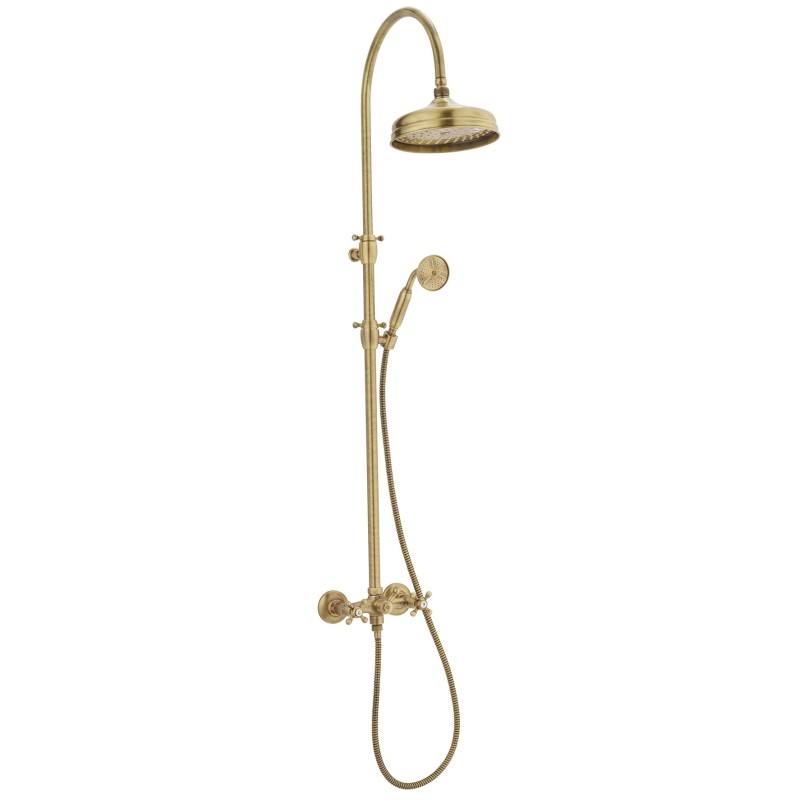 OLD FASHION Colonna doccia completa di gruppo doccia esterno deviatore integrato finitura cromo con soffione da cm 30