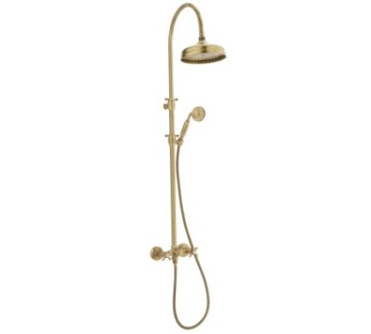 OLD FASHION Colonna doccia completa di gruppo doccia esterno deviatore integrato finitura cromo con soffione da cm 30