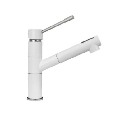TIZMIXEXT miscelatore monocomando con doccia estraibile finitura cromo/micro ultragranit  98 bianco