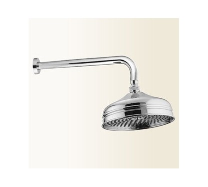 soffione 200mm retrò anticalcaree con braccio finitura nickel antico