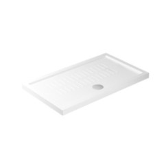 Piatto doccia ceramica rettangolare cm. 100x70 finitura bianco con piletta cromo altezza 4.5cm